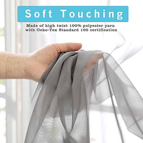 Short Grey Sheer Curtains 36 Inches 2 Panels Set (Grey / 42"W x 36"L (Pack of 2))