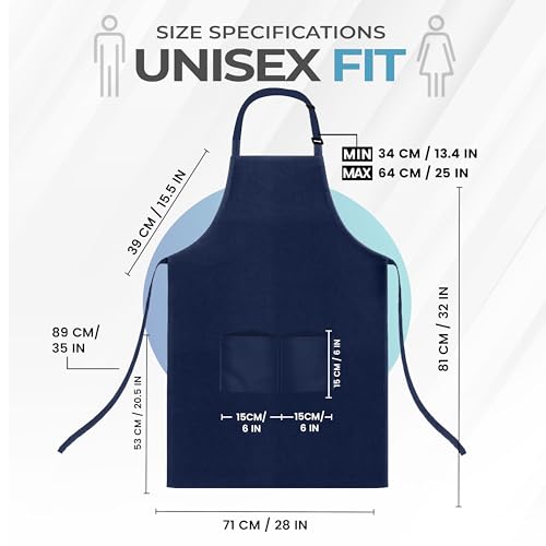 Bib Aprons 4 Pack Adjustable With 2 Pockets Navy (4 Pack / Navy)