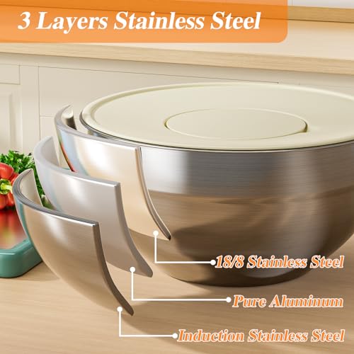 Mixing Bowls with Lids Set (Khaki)