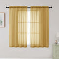 Gold Sheer Curtains for Bedroom Living Room 45 Inch Length 2 Panels (Gold / 42"W x 45"L (Pack of 2))