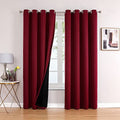 100% Blackout Curtains for Bedroom 95 Inches Long 2 Panels Set (52"W x 95"L (Pack of 2) / Burgundy)