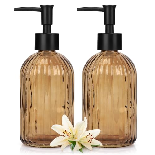 Glass Soap Dispenser (Striped Brown)