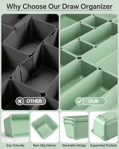 25 PCS Plastic Drawer Organizers Set (Green)