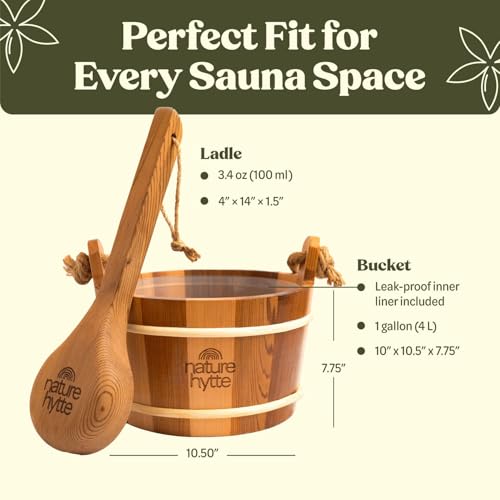 Red Cedar Sauna Bucket and Ladle Set 4L (4L (1 Gallon))