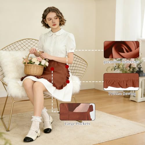 Vintage Maid Apron for Women with Pockets (Red)