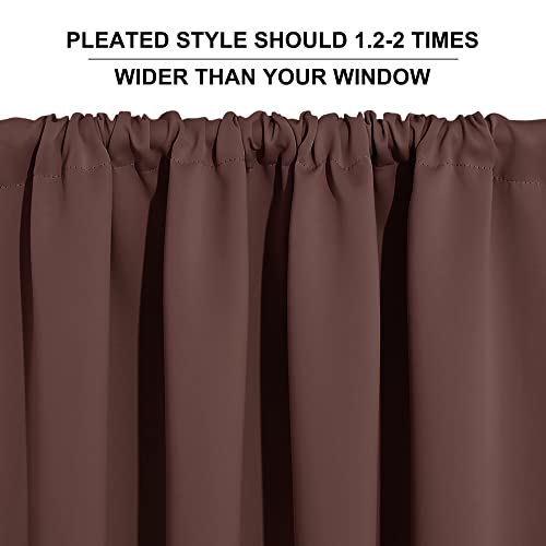 Small Window Curtains 45 inches Length for Kitchen Cafe Bathroom (Chocolate Brown / 42"W x 45"L (Pack of 2))