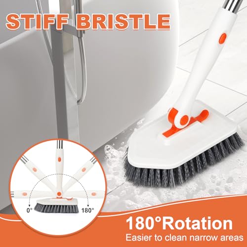 Long Handled Scrub Brush for Shower (Orange)