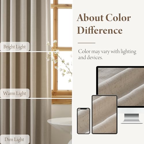 Linen Blackout Curtains 96 inches Long (Pinch Pleated - Taupe / 40"W x 96"L (Pack of 2))