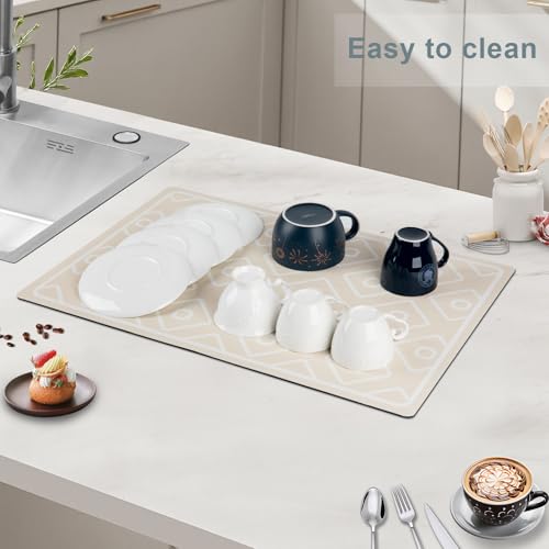 Dish Drying Mat (S: Khaki / 11.8" x 19.6")