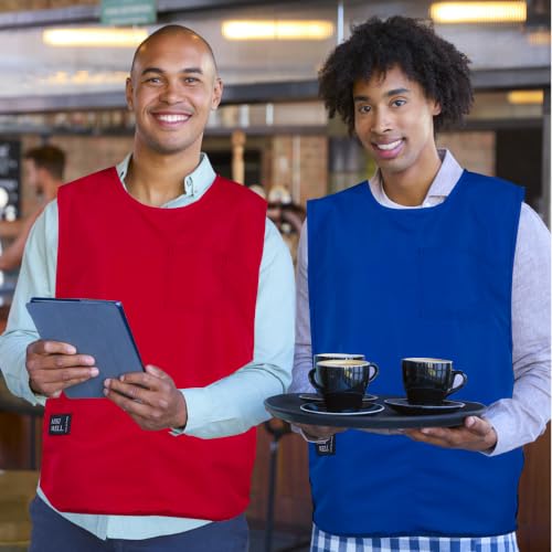 Waterproof Cobbler Apron with 4 Pockets Vest Smock Apron for Men Women Chef Waiter Work (Blue)