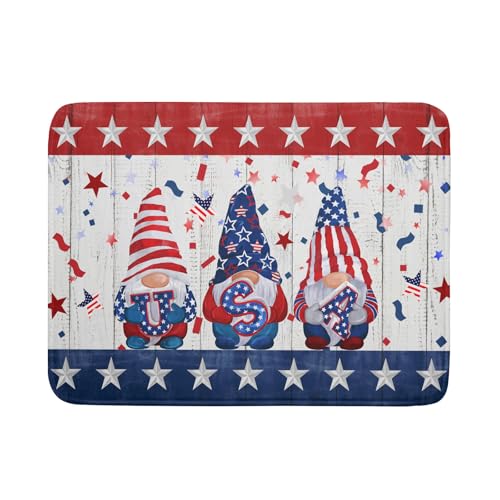 4th of July Gnomes Dish Drying Mat 18x24 inch Patriotic Elf Usa Stars Dish Drainer Mats Independece Day Large Microfiber Dish Drying Pad for Kitchen Countertop Holiday Decor (24" x 18")