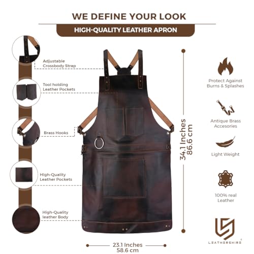 Full Grain Leather & Canvas Apron (Brown 1)