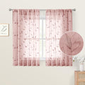 Blush Pink Kitchen Curtains Leaf Embroidered (52"W x 45"L (Pack of 2) / Blush Pink)