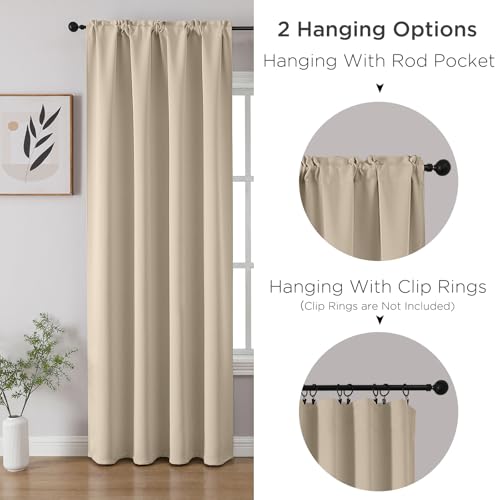 Light Beige Blackout Curtains 45 inch Length 2 Panels Set (Light Beige / 52"W x 45"L (Pack of 2))