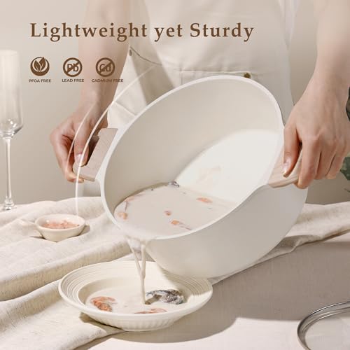Nonstick Stock Pot with Lid (Cream White / 8QT)