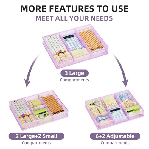 Desk Drawer Organizer (Purple / 12 x 8.5 x 1.8)