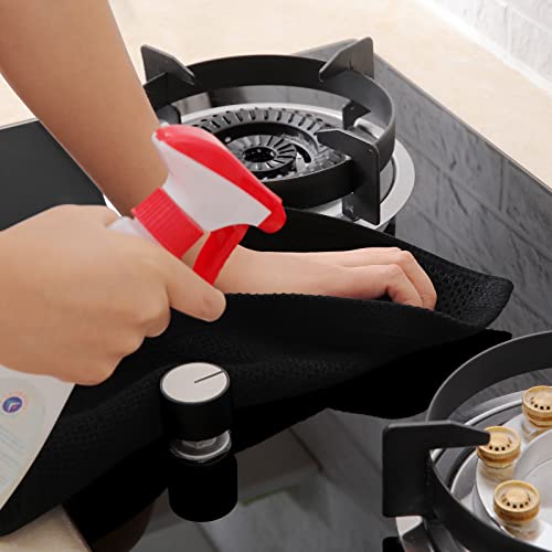 100% Cotton Waffle Weave Kitchen Dish Towels 8 (Black / 13 X 28 - 8 Pack)