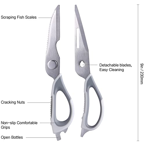 All Purpose Kitchen Scissors that Come Apart Kitchen Shears for Food (Grey)