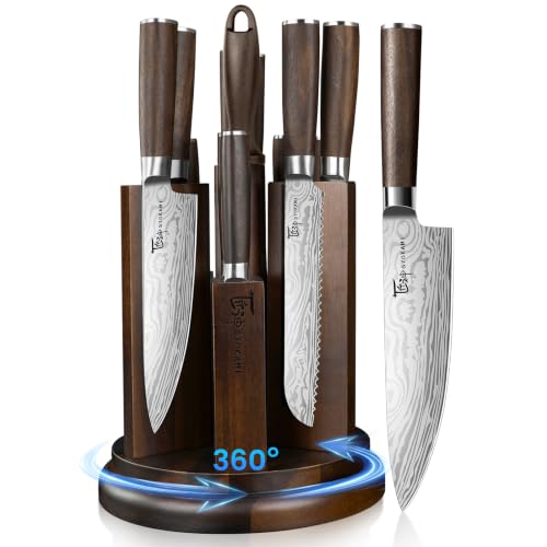 14 Piece Kitchen Knife Set with Magnetic Block (14 Piece with Rotatable Block)