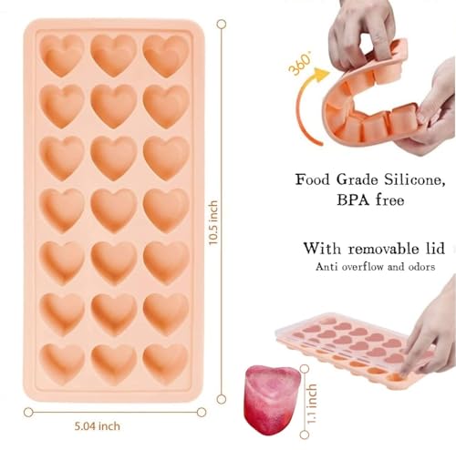 2 Pack Heart Shaped Ice Cube Trays (2 Pack Pink)