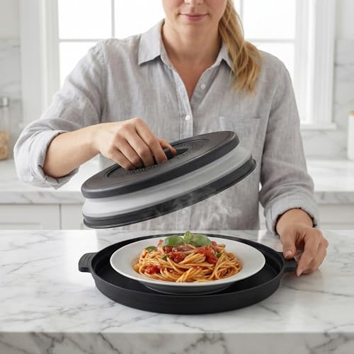 Microwave Food Cover With Handle (Black)