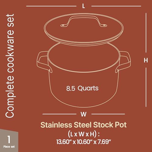 Bakken 8.5 Quart Ceramic Coated Stock Pot with Lid (Black / 8.5 Quarts)