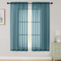 Sheer Dusty Blue Curtains for Bedroom Living Room 63 Inch Length 2 Panels (Dusty Blue / 42"W x 63"L (Pack of 2))