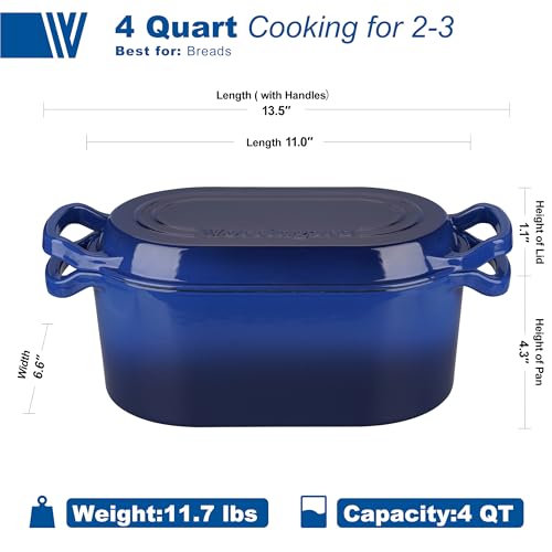 Oval Dutch Oven Pot with Lid (Blue)