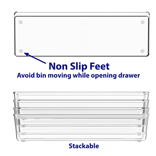 Clear Drawer Organizer for Office Bin Desk Storage (Large Size)