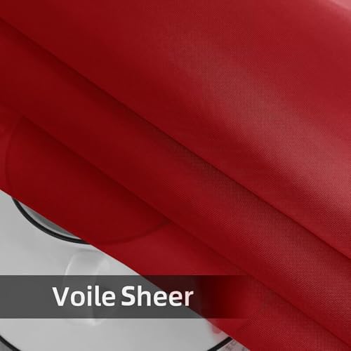 Solid Sheer Rod Pocket Curtain Voile Draperies 4 Panels White Beige Black Grey Ivory 52 Inch Width 72 Inch Long 1 Pair for Kitchen Bedroom Children Living Room Yard (Christmas Red / 52"W x 72"L (Pack of 4))
