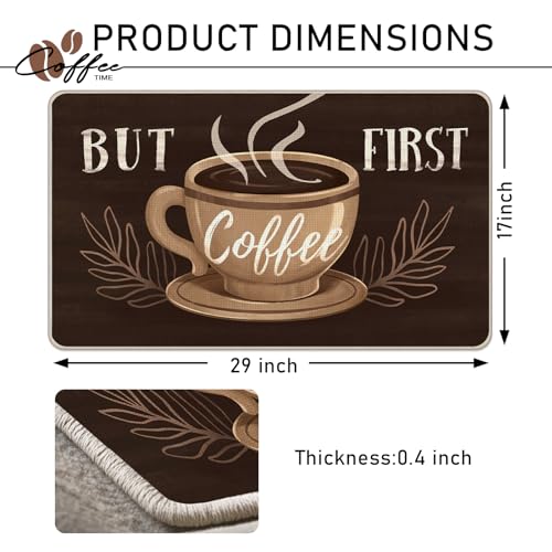 But First Coffee Themed Decorative Front Door Mat (1'5" x 2'5" (Rectangular) / Coffee)