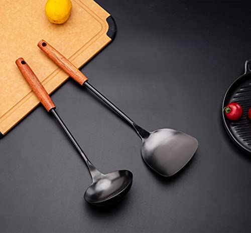 Spatula & Ladle Wok Tool Set (Black-2 Pieces Set)