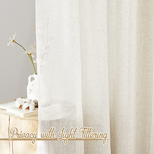 Linen Burlap Curtains Extra Long 120 inch (52"W x 120"L (Pack of 2) / Linen)