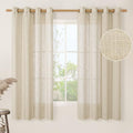 Semi Sheer Linen Curtains 68 Inch Length for Bedroom 2 Panels (52"W x 68"L (Pack of 2) / Linen)