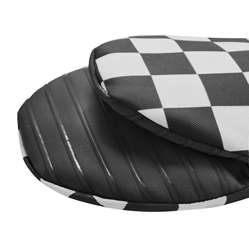 Checkered Mini Oven Mitts Heat Resistant (Black and White)