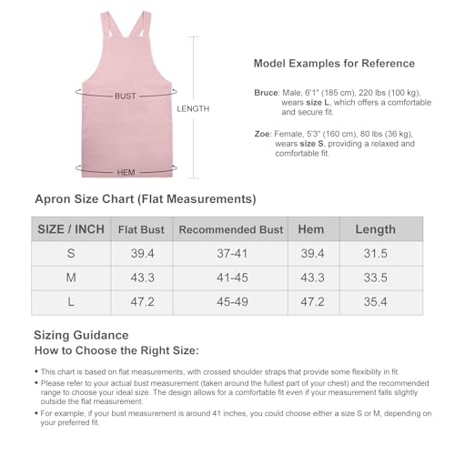 Aprons for Women with Pockets Plus Size Comfort Cross Back No Tie Cotton Linen Apron Pinafore for Cooking Painting Floral Arrangement Gardening Cleaning Small (Green / Small)
