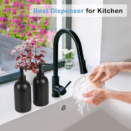 Soap Dispenser Fill Dish Soap Hand Soap for Bathroom (2pc Black)