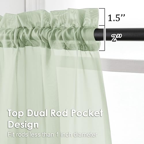 Light Green Sheer Curtains 54 Inches Long 2 Panels (Light Green / 42"W x 54"L (Pack of 2))