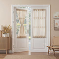 Oatmeal French Door Curtains for Door Window 40 Inch Length 2 Panels Short Semi Sheer Light Filtering Curtain for Glass Small Window Drapes Rod Pocket for Bedroom Bathroom (26"W x 40"L (Pack of 2) / Taupe)
