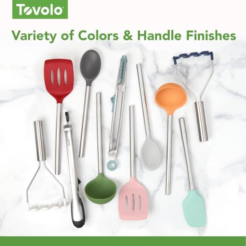 Silicone Ladle With Stainless Steel Handle Deep Soup Ladle for Cooking Canning Serving Soup Punch Stew Sauce (Pesto)