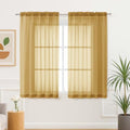 Gold Sheer Curtains 63 inch Length 2 Panels Set for Bedroom (59"W x 63"L (Pack of 2) / Gold)