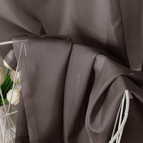Chocolate Brown Sheer Curtains 90 Inches Long 2 Panels (42"W x 90"L (Pack of 2) / Chocolate)