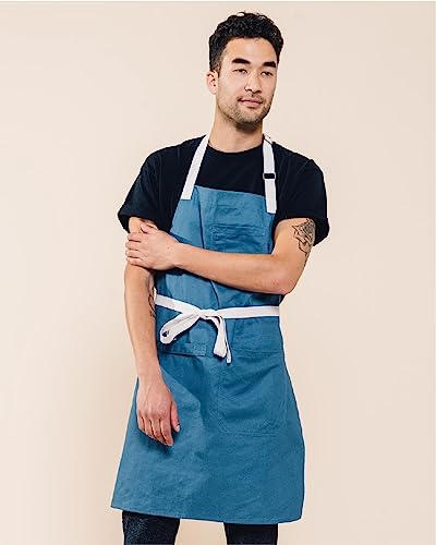 Daily Cotton Kitchen Apron for Cooking (Vintage Blue)