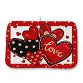 Valentines Dish Drying Mat 18x24 Inch Black Red Hearts Dish Drainer Protector Pad for Kitchen Counter Absorbent Holiday Love Drying Pad for Drainer Rack Kitchen Fast Dry (Love / 18" x 18")