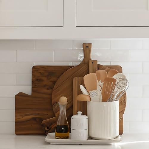 JIEMEI HOME Kitchen Utensil Holder (Aged Ivory Speckle)