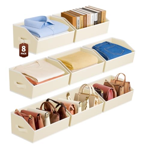 Large Closet Organizers and Storage Bins (Beige / 8 Pack)