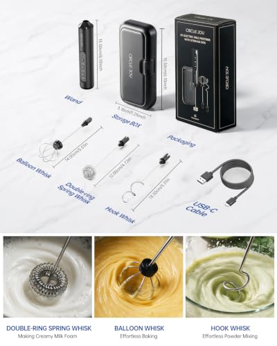 Rechargeable Handheld Milk Frother Wand with 3 Variable Speeds