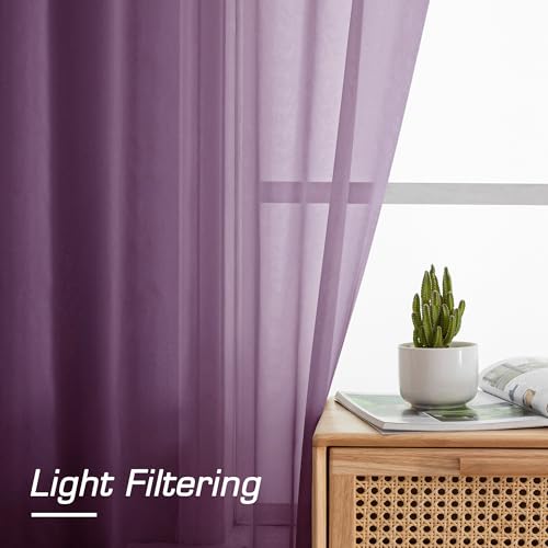 Plum Sheer Curtains (Plum / 42"W x 84"L (Pack of 2))