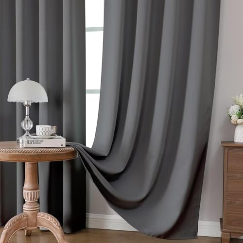 Blackout Curtains 63 Inch Length 2 Panels Set (Light Grey / 52"W x 63"L (Pack of 2))