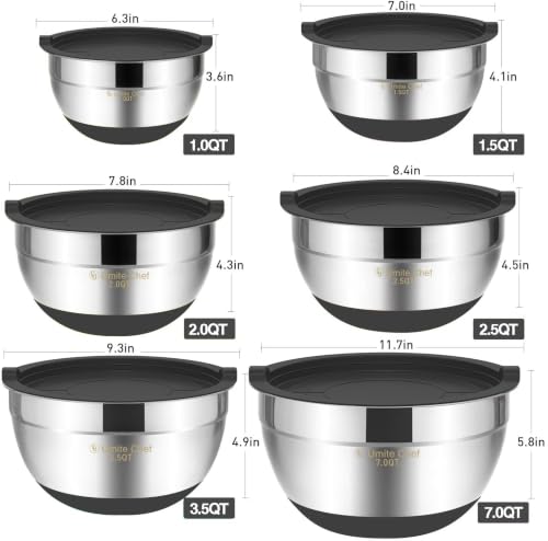 Mixing Bowls with Airtight Lids (Gray)
